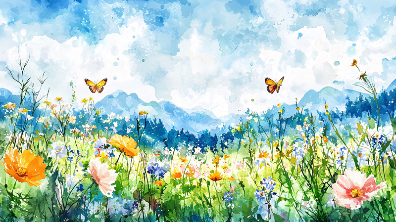高清大图下载【趣麦麦图】水彩田园风光