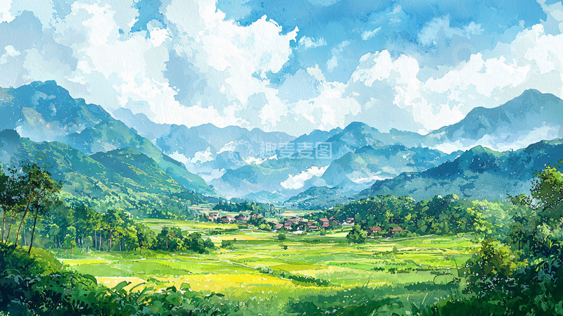 高清大图下载【趣麦麦图】清新山水田园风光