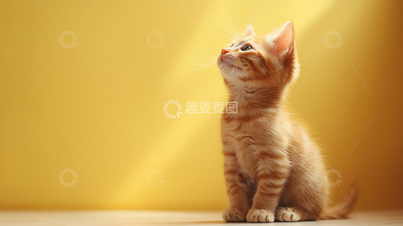 高清大图下载【趣麦麦图】小猫仰望阳光