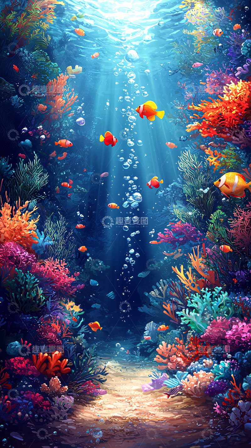 高清大图下载【趣麦麦图】海底世界梦幻珊瑚鱼