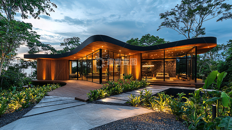 高清大图下载【趣麦麦图】现代曲线房屋外观