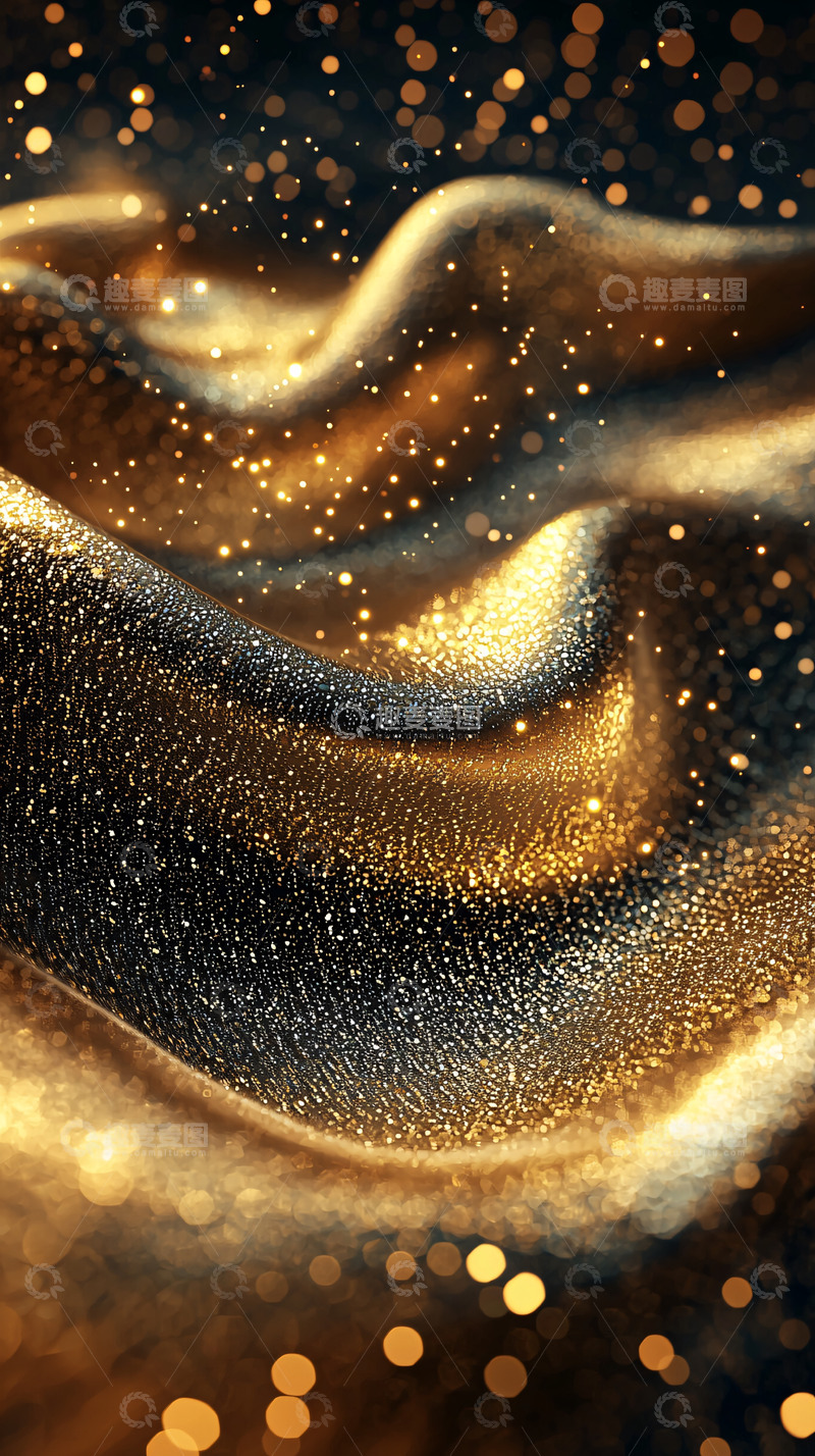 高清大图下载【趣麦麦图】金色闪光波浪抽象背景
