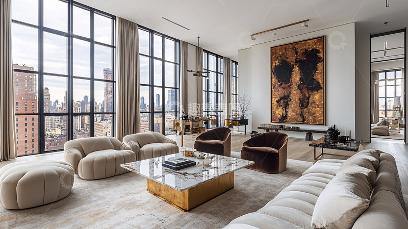 高清大图下载【趣麦麦图】现代简约公寓客厅