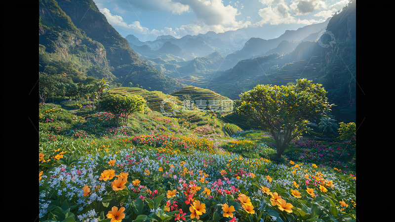 高清大图下载【趣麦麦图】山谷花卉景观