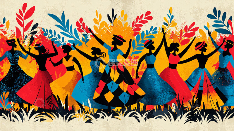 高清大图下载【趣麦麦图】彩色非洲女性舞蹈