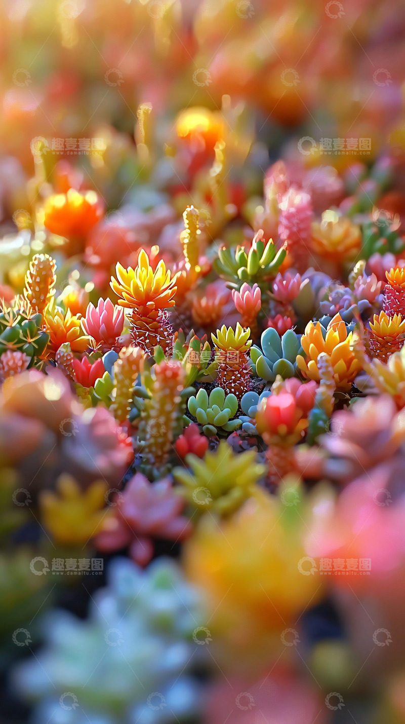 高清大图下载【趣麦麦图】阳光下的多彩多肉植物