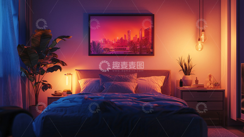 高清大图下载【趣麦麦图】卧室夜景