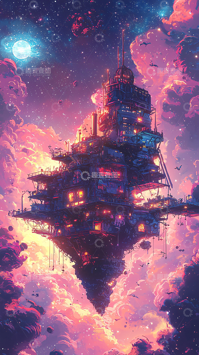 高清大图下载【趣麦麦图】漂浮的宇宙都市
