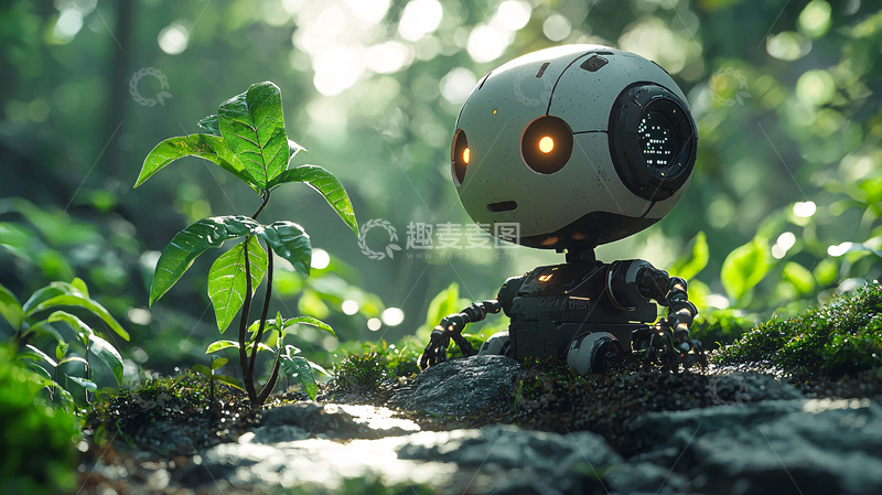 高清大图下载【趣麦麦图】森林机器人