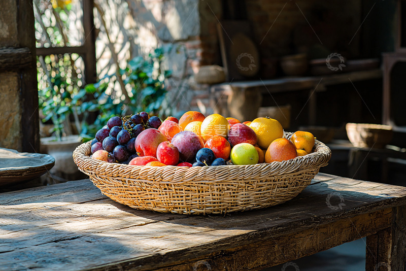 高清大图下载【趣麦麦图】一篮水果阳光明媚