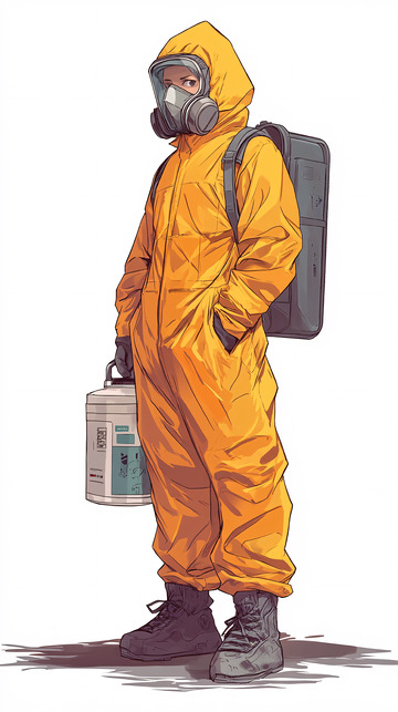 穿着防护服的人