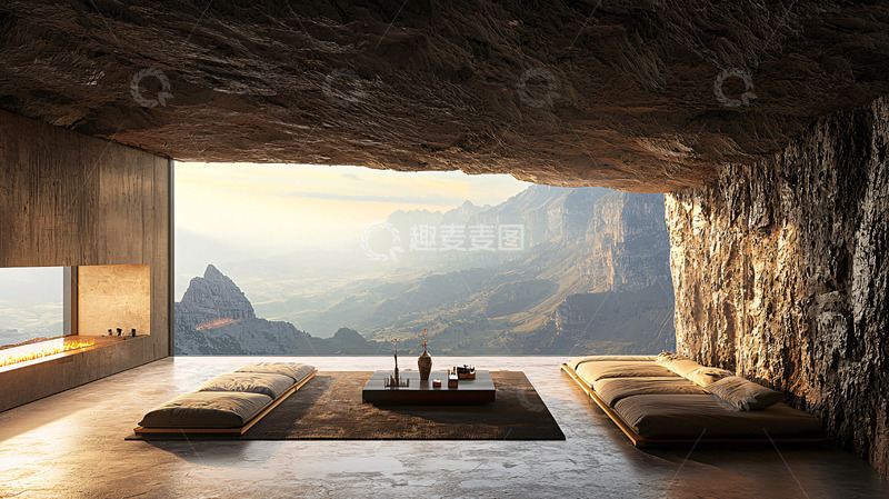 高清大图下载【趣麦麦图】山崖洞穴住宅
