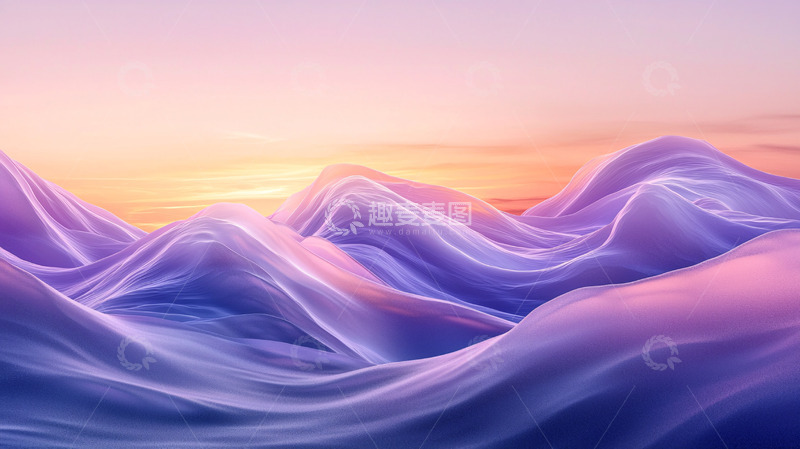 高清大图下载【趣麦麦图】梦幻紫色丝绸山峦日出