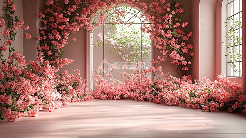 高清大图下载【趣麦麦图】粉色花墙背景