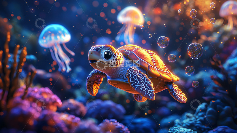 高清大图下载【趣麦麦图】卡通小海龟