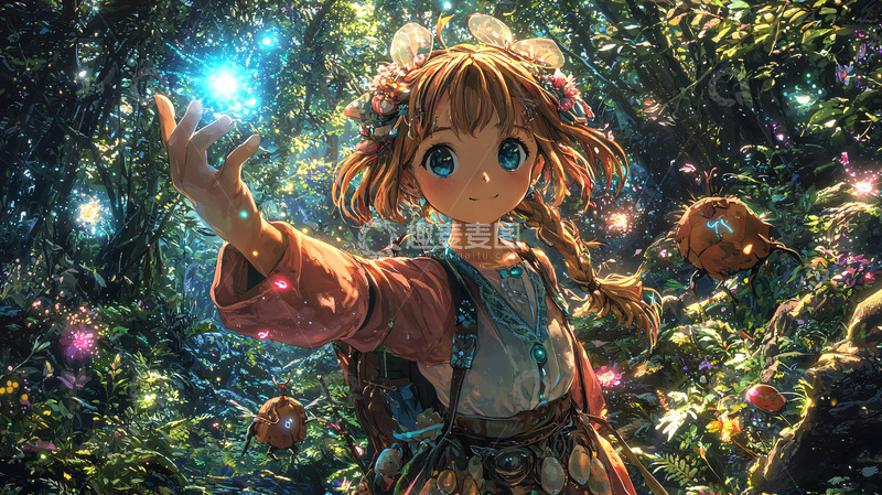 高清大图下载【趣麦麦图】森林少女