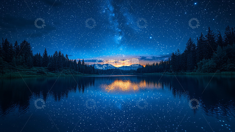 高清大图下载【趣麦麦图】星空湖泊倒影