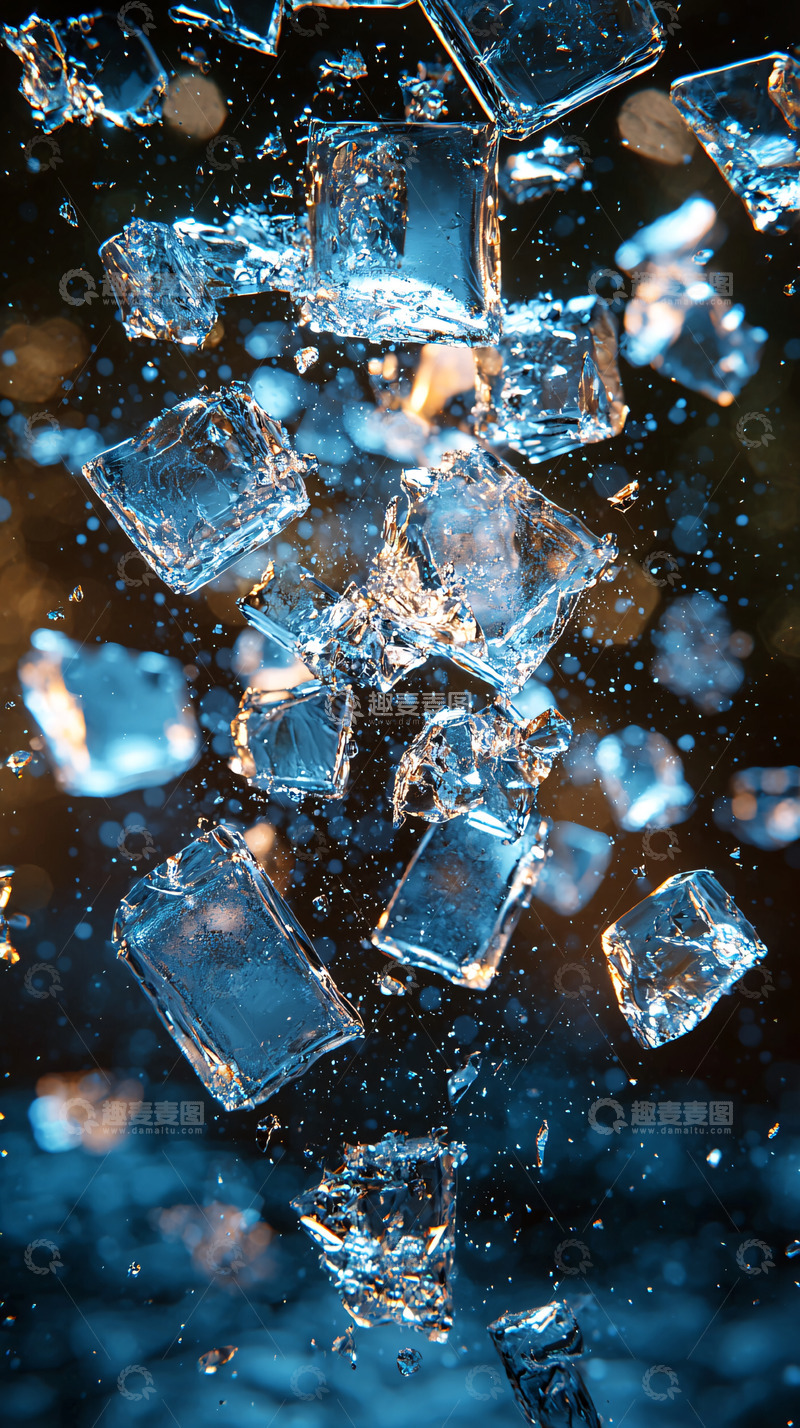 高清大图下载【趣麦麦图】冰块碎裂