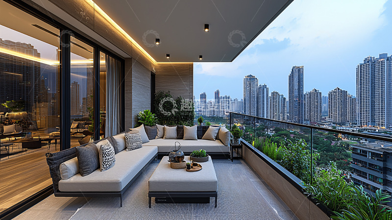 高清大图下载【趣麦麦图】现代都市阳台景观