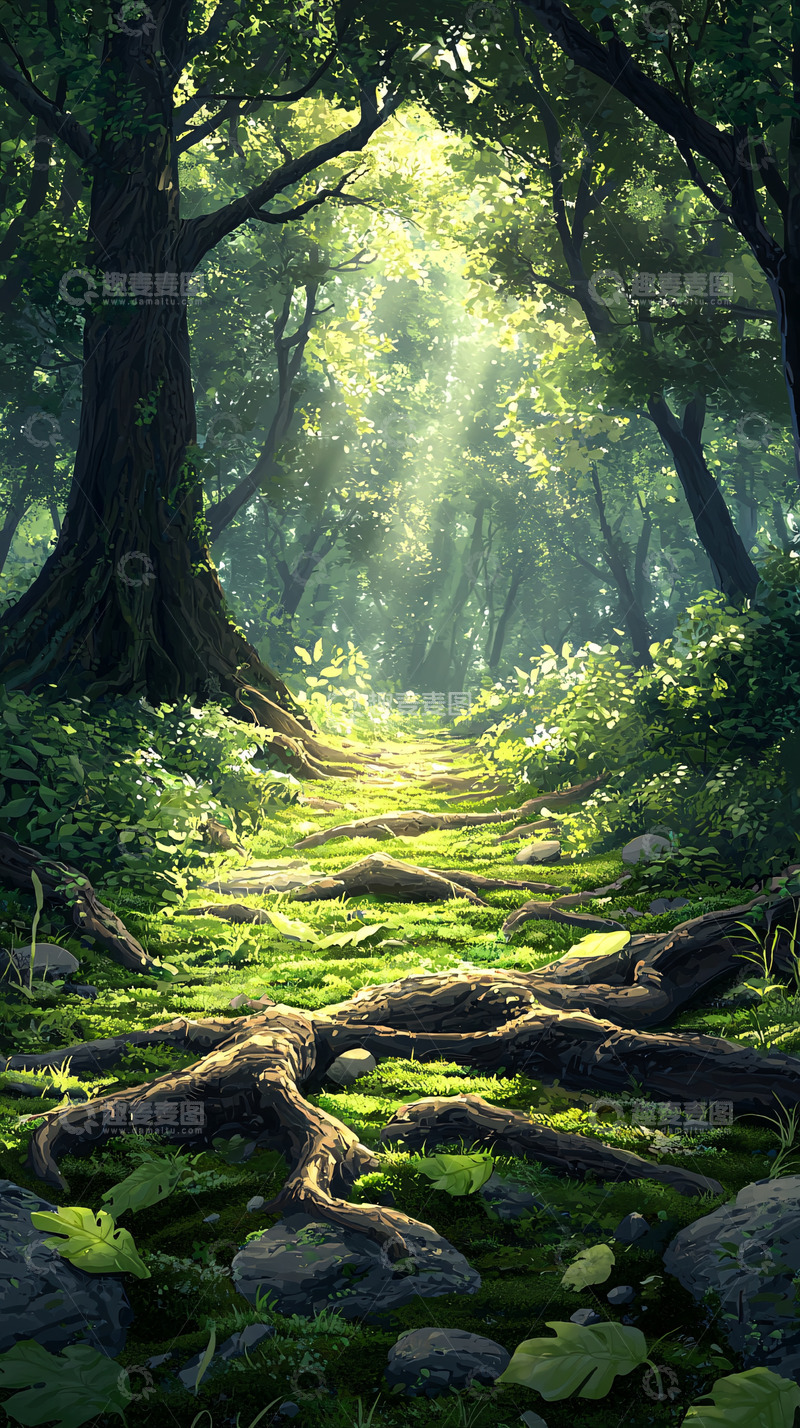 高清大图下载【趣麦麦图】阳光森林小路