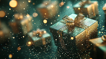 闪耀的金色礼物盒子