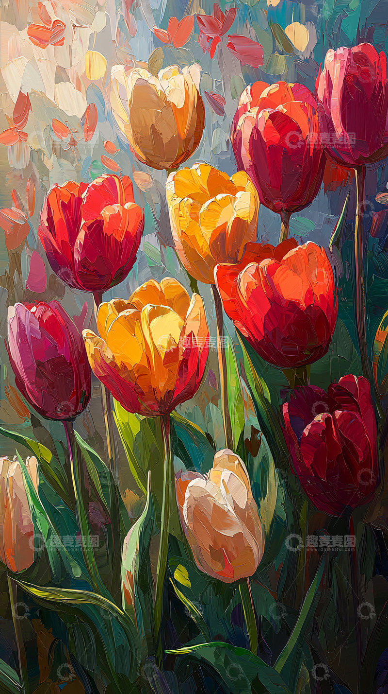 高清大图下载【趣麦麦图】阳光下的郁金香花束