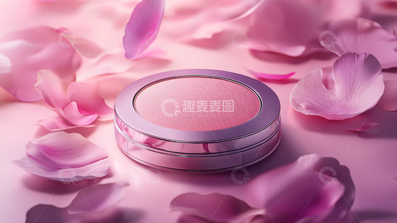 高清大图下载【趣麦麦图】粉色化妆品与花瓣静物
