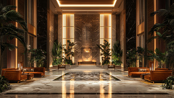 奢华酒店大堂夜景