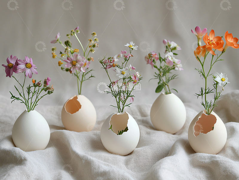 高清大图下载【趣麦麦图】鸡蛋壳插花