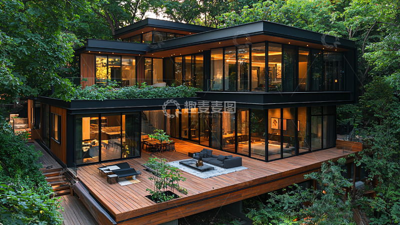 高清大图下载【趣麦麦图】现代森林别墅