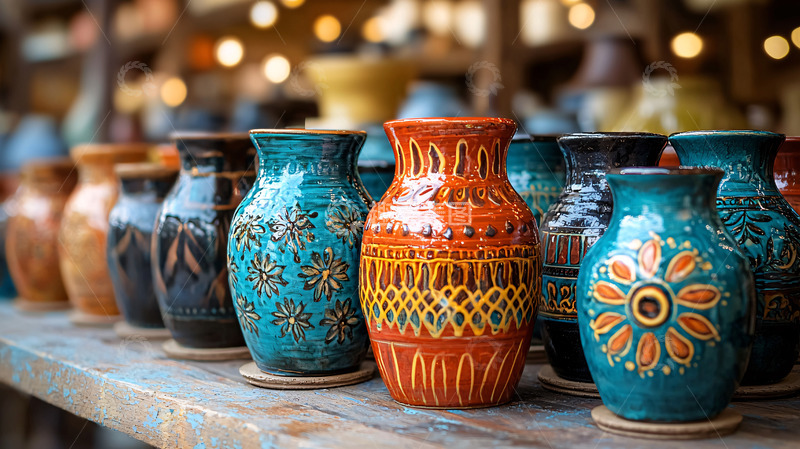 高清大图下载【趣麦麦图】彩绘陶罐摆件