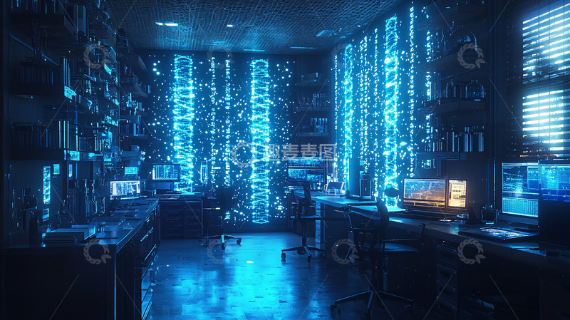 高清大图下载【趣麦麦图】蓝色科技感房间