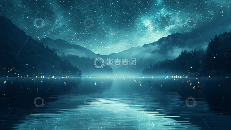 高清大图下载【趣麦麦图】星空湖泊夜景
