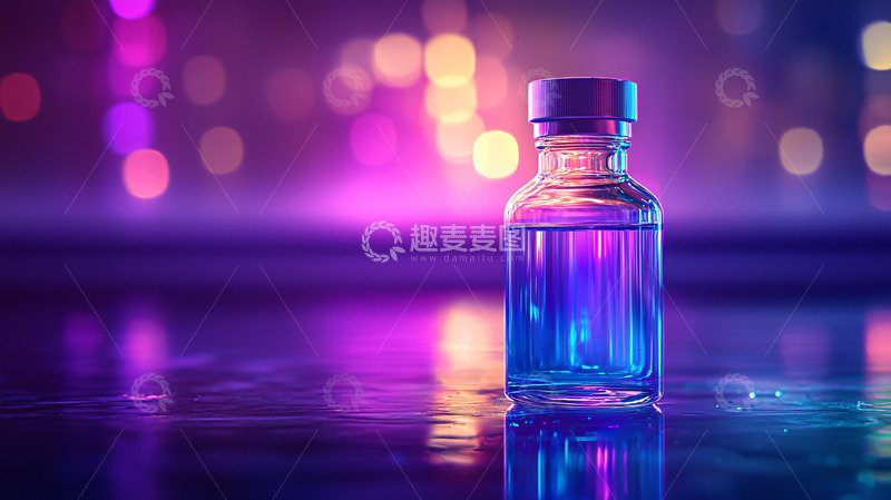 高清大图下载【趣麦麦图】紫色背景下的药瓶