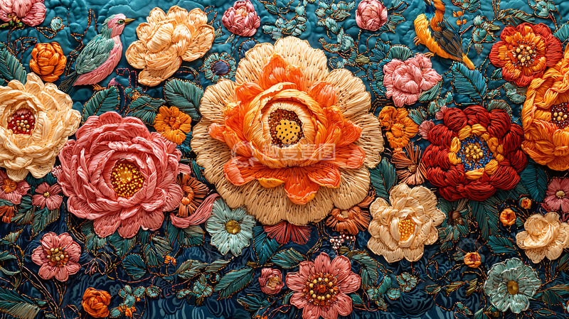 高清大图下载【趣麦麦图】立体花卉浮雕图案