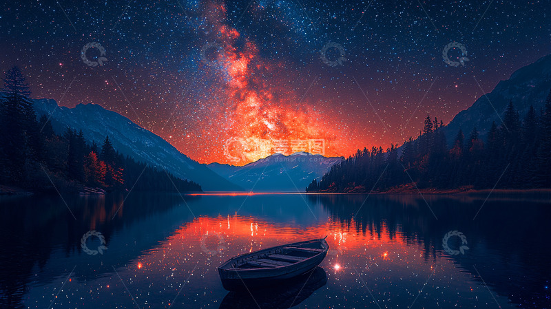 高清大图下载【趣麦麦图】星空湖泊倒影