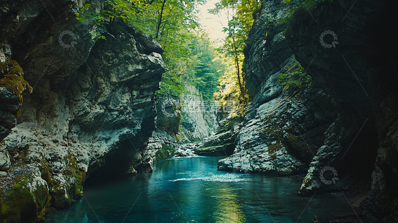 高清大图下载【趣麦麦图】峡谷溪流碧绿清澈