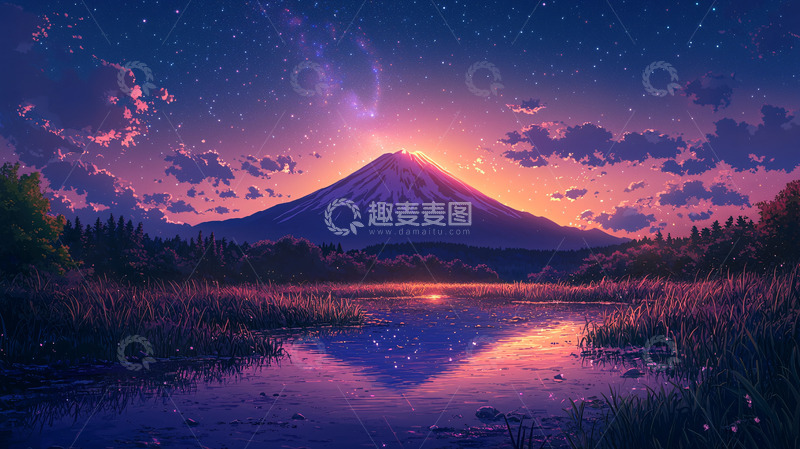 高清大图下载【趣麦麦图】富士山日出1