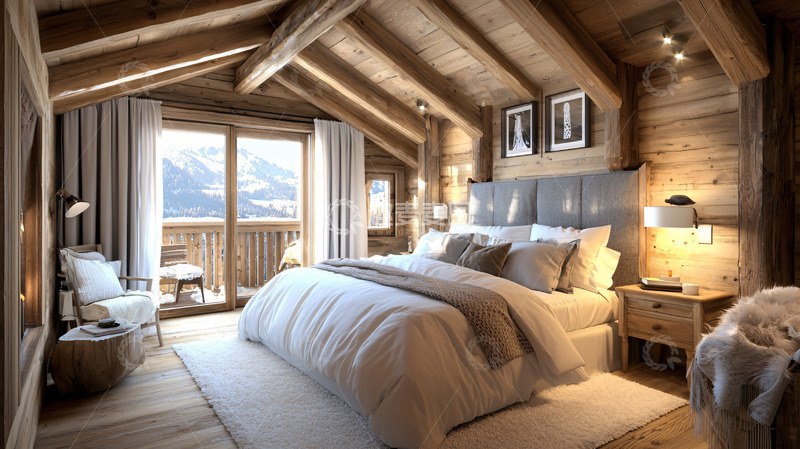 高清大图下载【趣麦麦图】木质小屋卧室设计