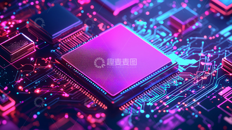 高清大图下载【趣麦麦图】炫彩芯片电路板高清图