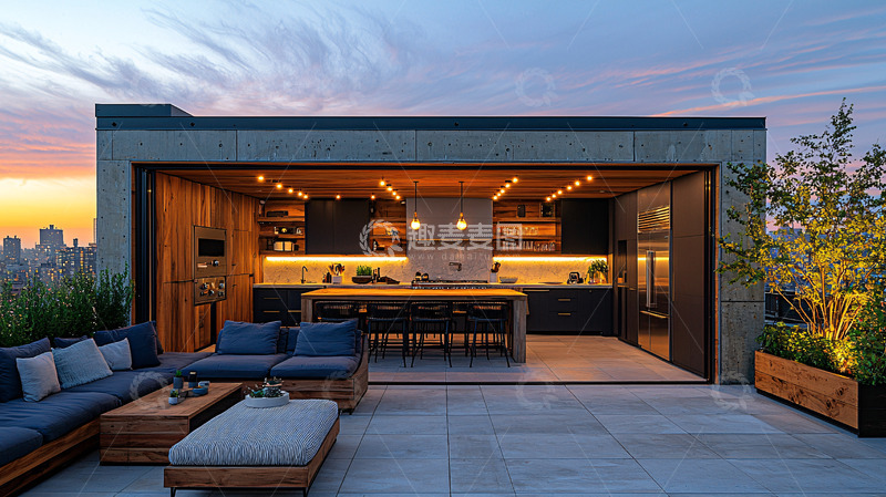 高清大图下载【趣麦麦图】现代风格屋顶露台