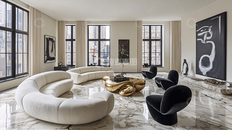 高清大图下载【趣麦麦图】极简风格现代客厅