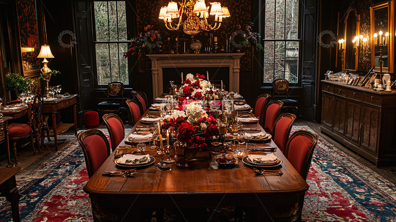 高清大图下载【趣麦麦图】豪华餐厅长桌宴会