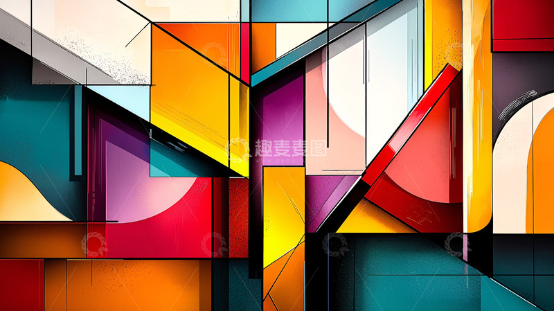 高清大图下载【趣麦麦图】抽象几何彩色图案