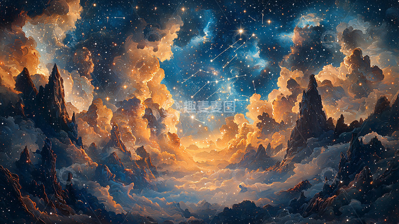 高清大图下载【趣麦麦图】梦幻星空云海山峰