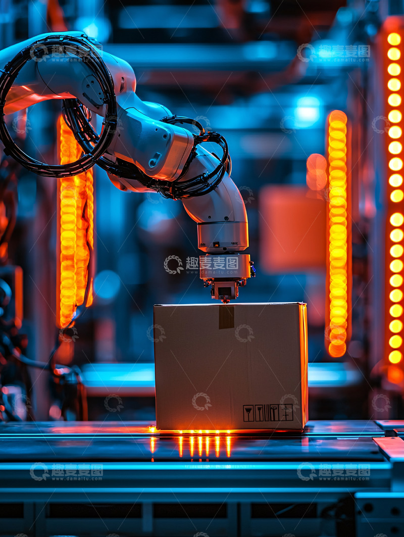 高清大图下载【趣麦麦图】机器人搬运货物