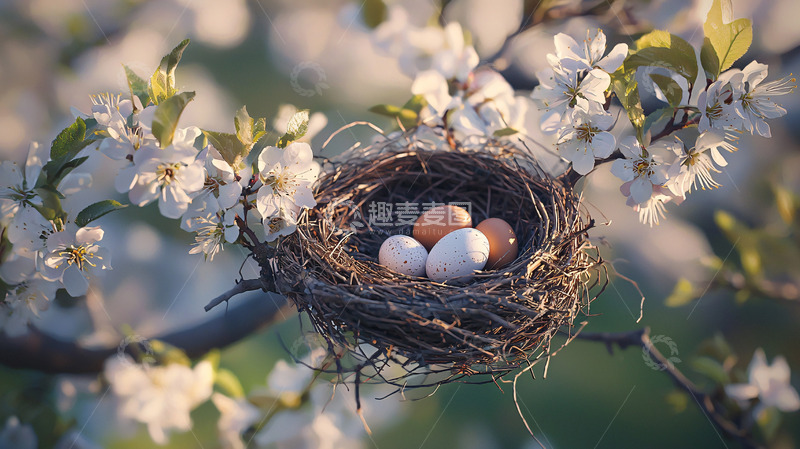 高清大图下载【趣麦麦图】鸟巢里的鸟蛋
