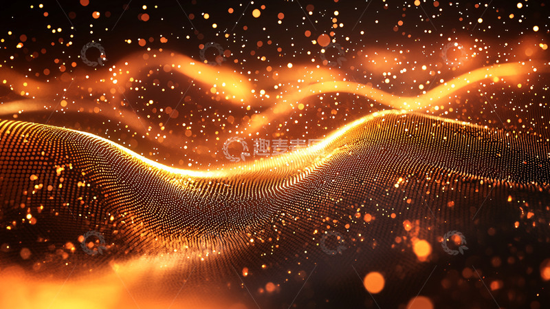 高清大图下载【趣麦麦图】金色粒子波浪