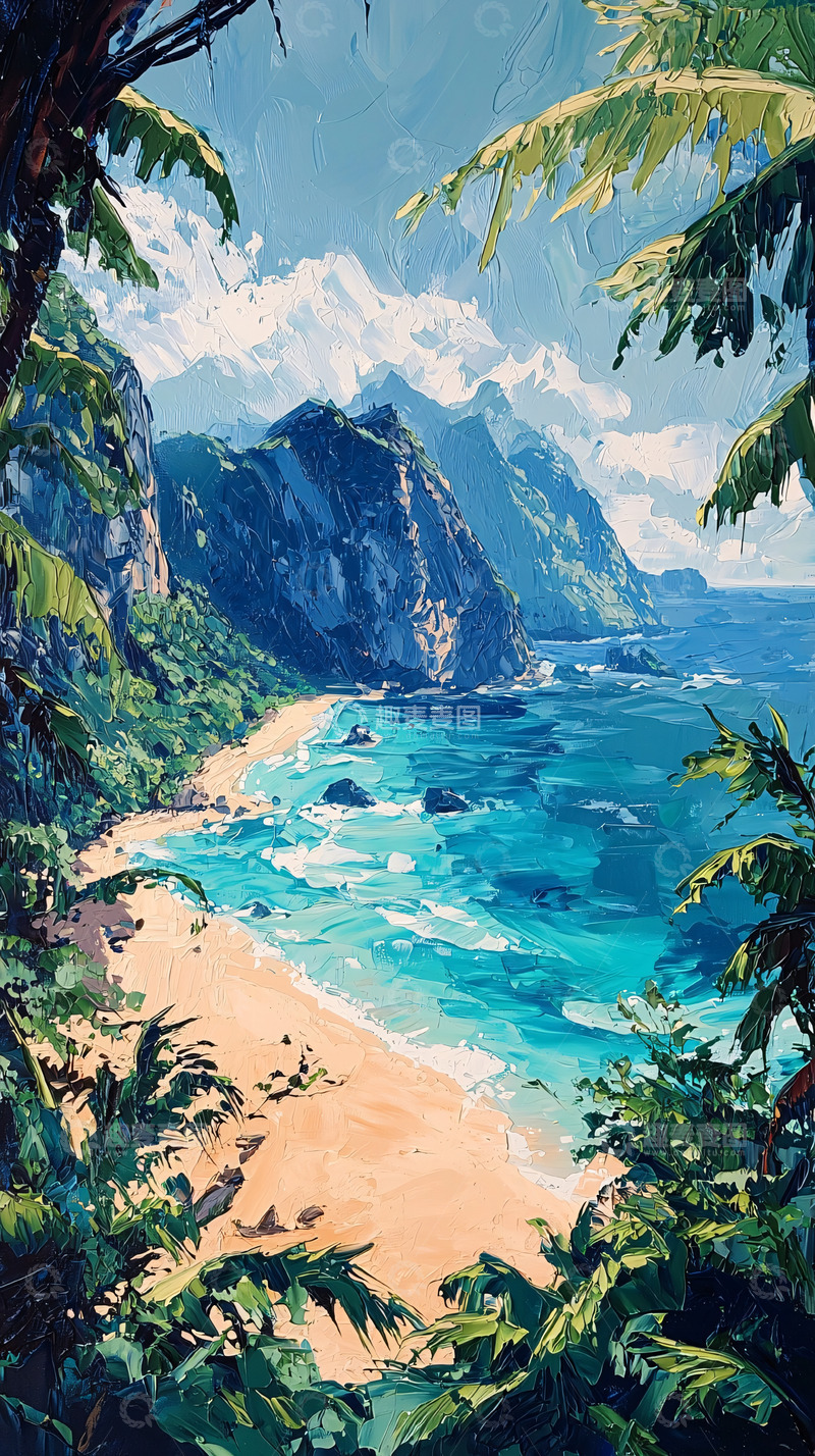 高清大图下载【趣麦麦图】热带海滩风景画