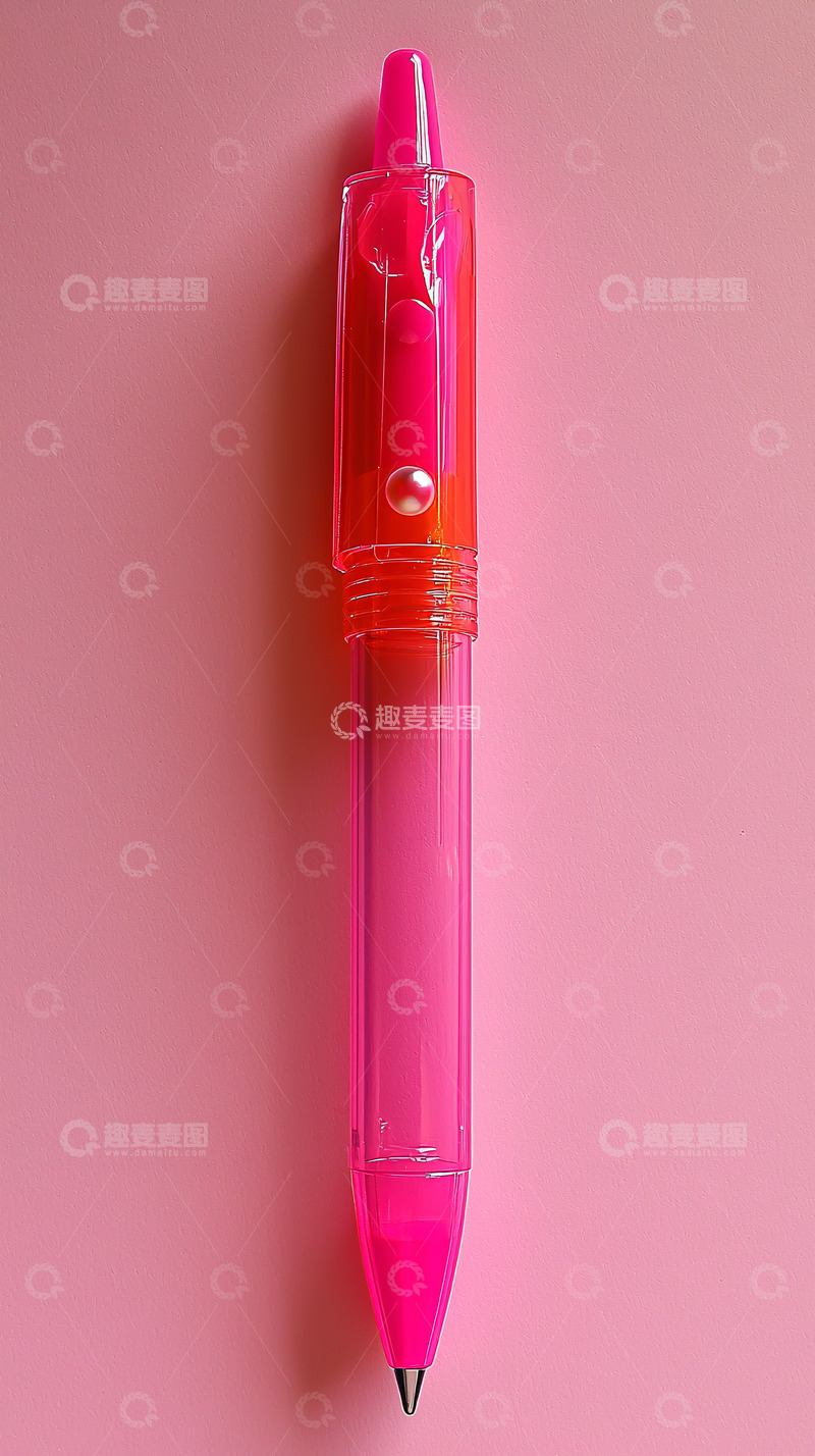 高清大图下载【趣麦麦图】粉色透明圆珠笔特写
